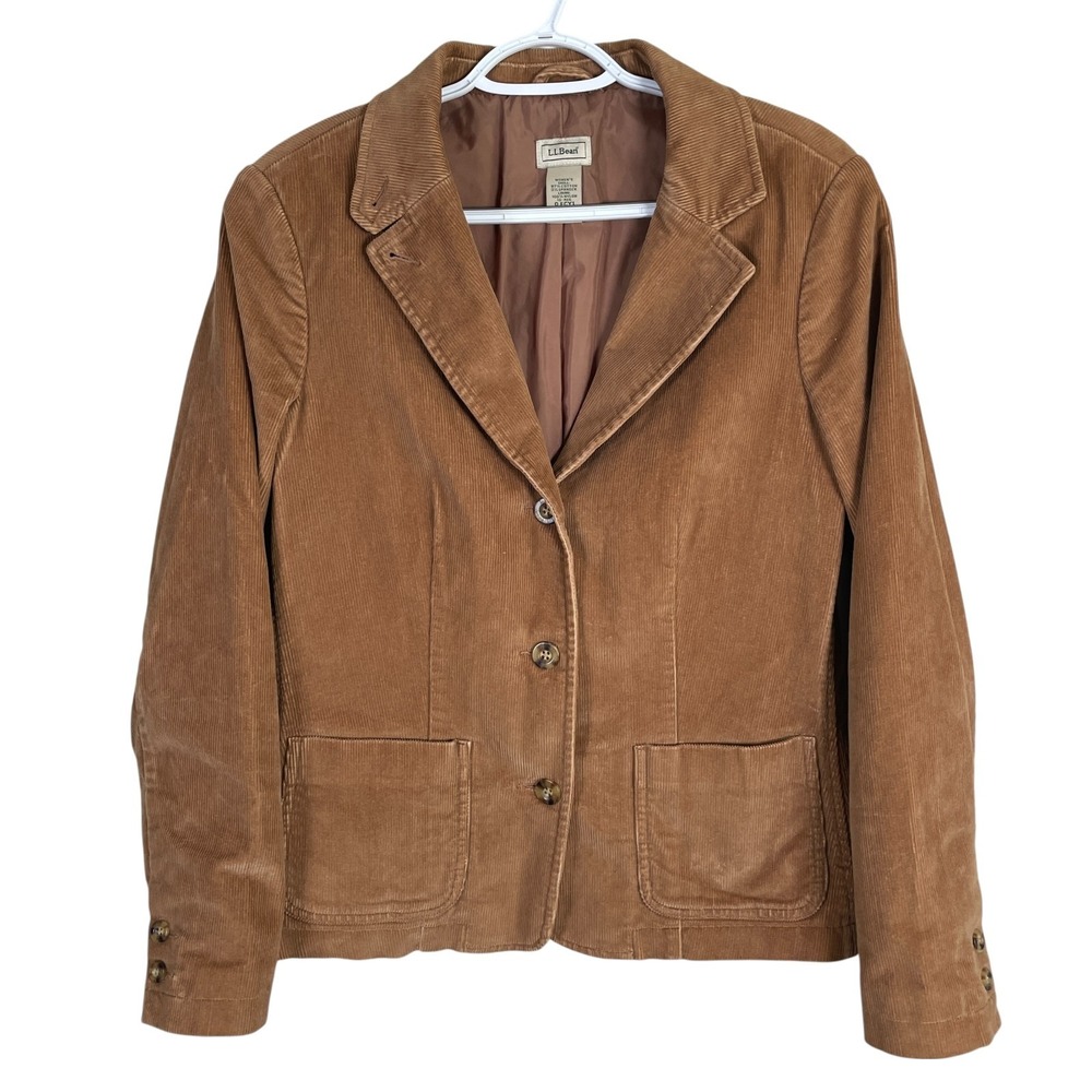 LL Bean Corduroy Jacket‎ Womens Size 10 Reg Brown Button Up Cotton Blend 0FCY1